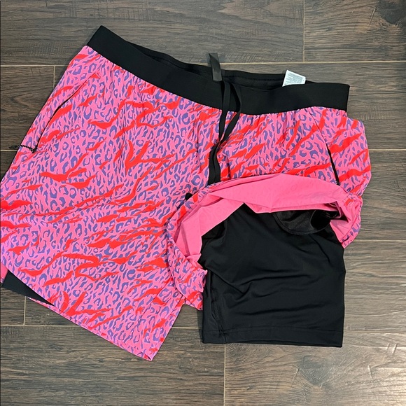 adidas Pink and Red Printed Athletic Shorts - Picture 4 of 6